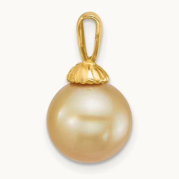 10- Rnd Golden South Sea Saltwater Cultured Pearl Pendant, 11mm, 14K