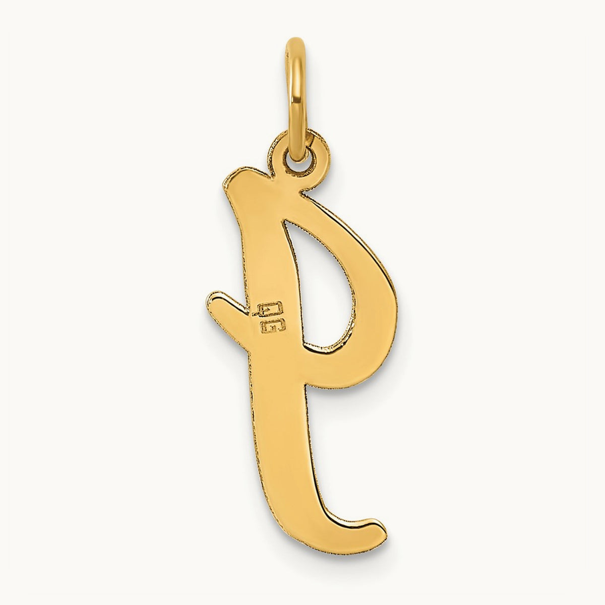 Large Script Initial Charm — 14K Yellow Gold, I