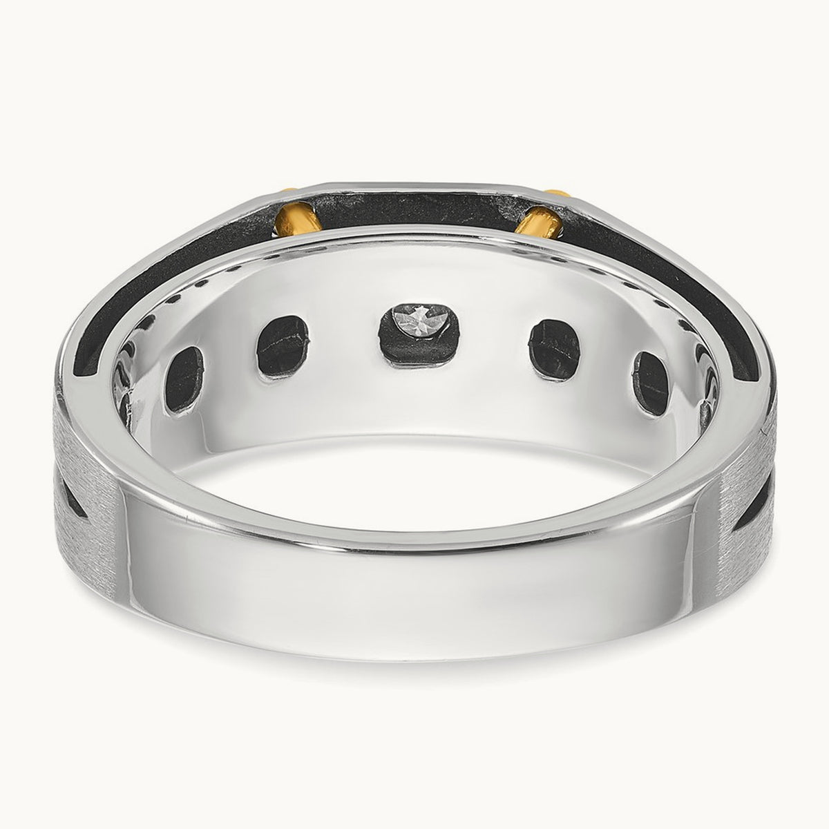 IBGoodman Men's Polished and Satin Diamond Complete Ring, 14K Two-tone