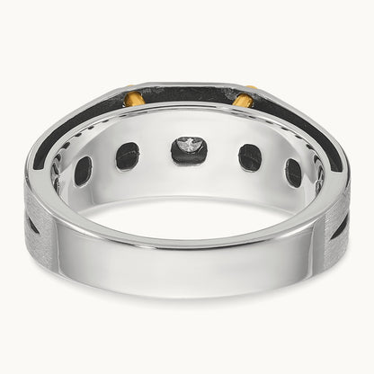 IBGoodman Men's Polished and Satin Diamond Complete Ring, 14K Two-tone