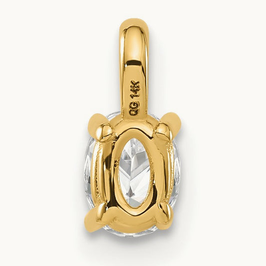 Oval Solitaire Pendant, 0.25-0.50 ct tw Lab-Grown Diamond — 1/3 ct, 14K Yellow Gold