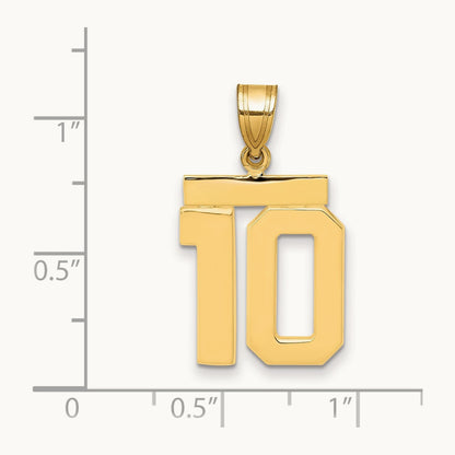 Medium Polished Number 10 Charm, 14K