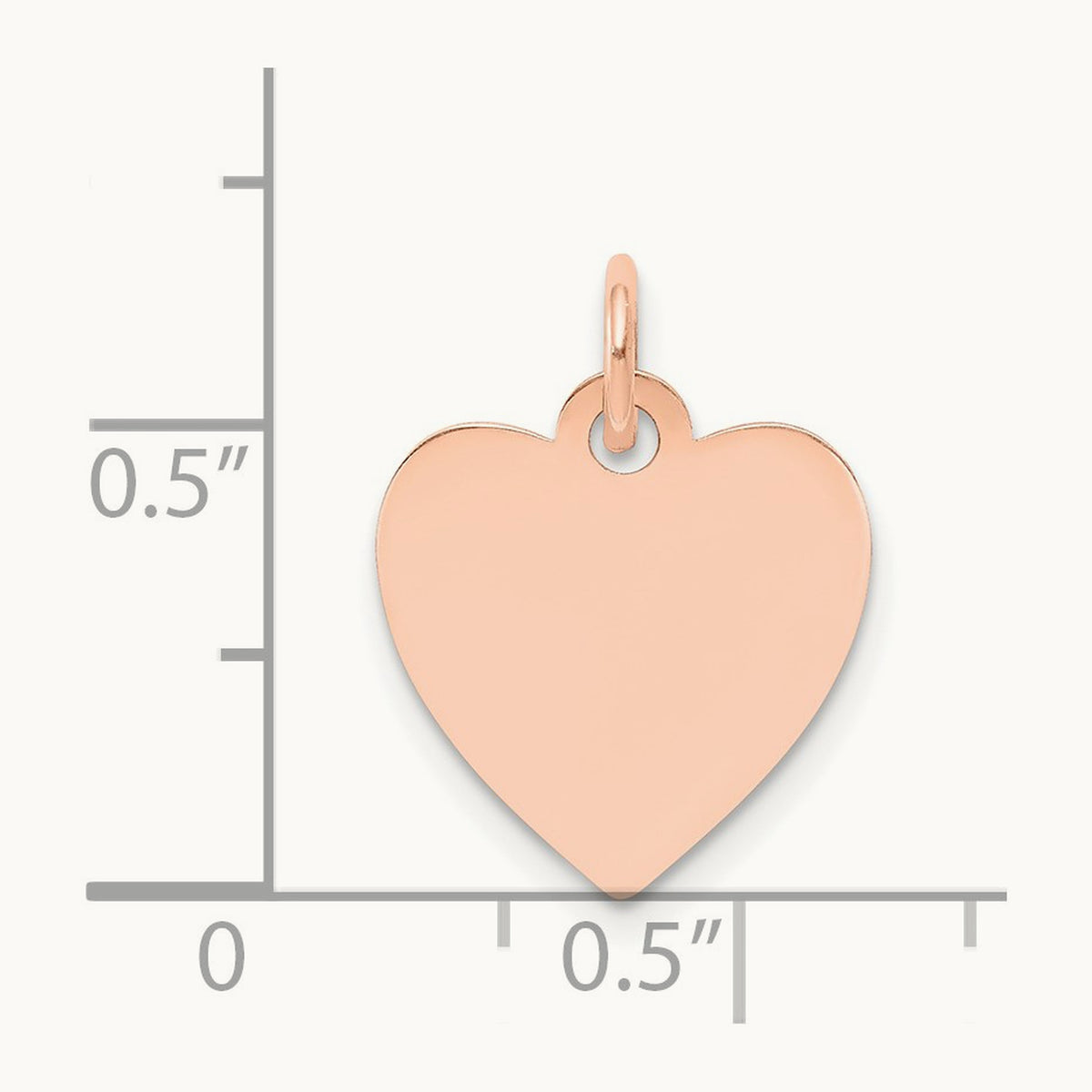 Plain .018 Gauge Engraveable Heart Disc Charm — 14K Rose Gold, 18mm