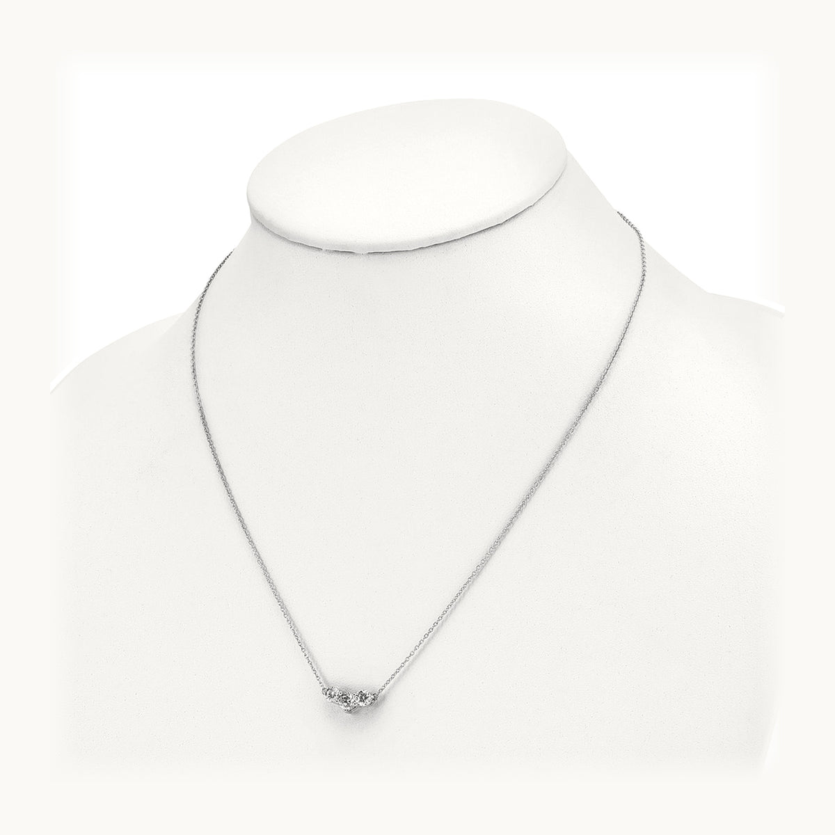 3 Stone Necklace, 0.75-1.50 ct tw Lab-Grown Diamond — 14K White Gold