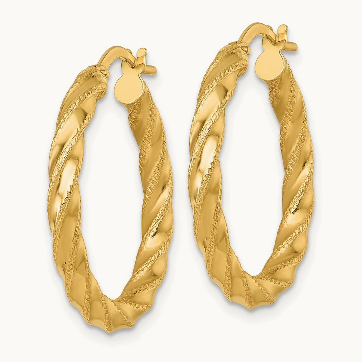 Polished Diamond-cut Twist Hoop Earrings — 26mm