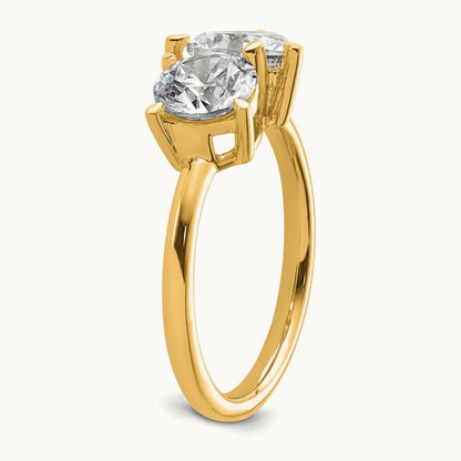 Round & Heart 2 Stone Engagement Ring, 2.00 ct tw Lab-Grown Diamond — 14K Yellow Gold