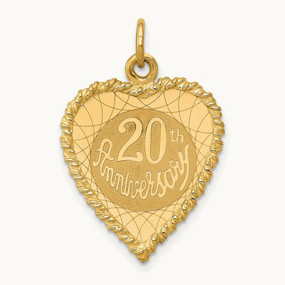 Happy 20th ANNIVERSARY Charm, 14K
