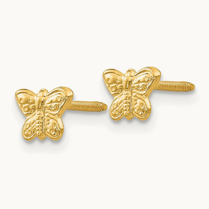 Madi K Polished Butterfly Screwback Earrings, 14K