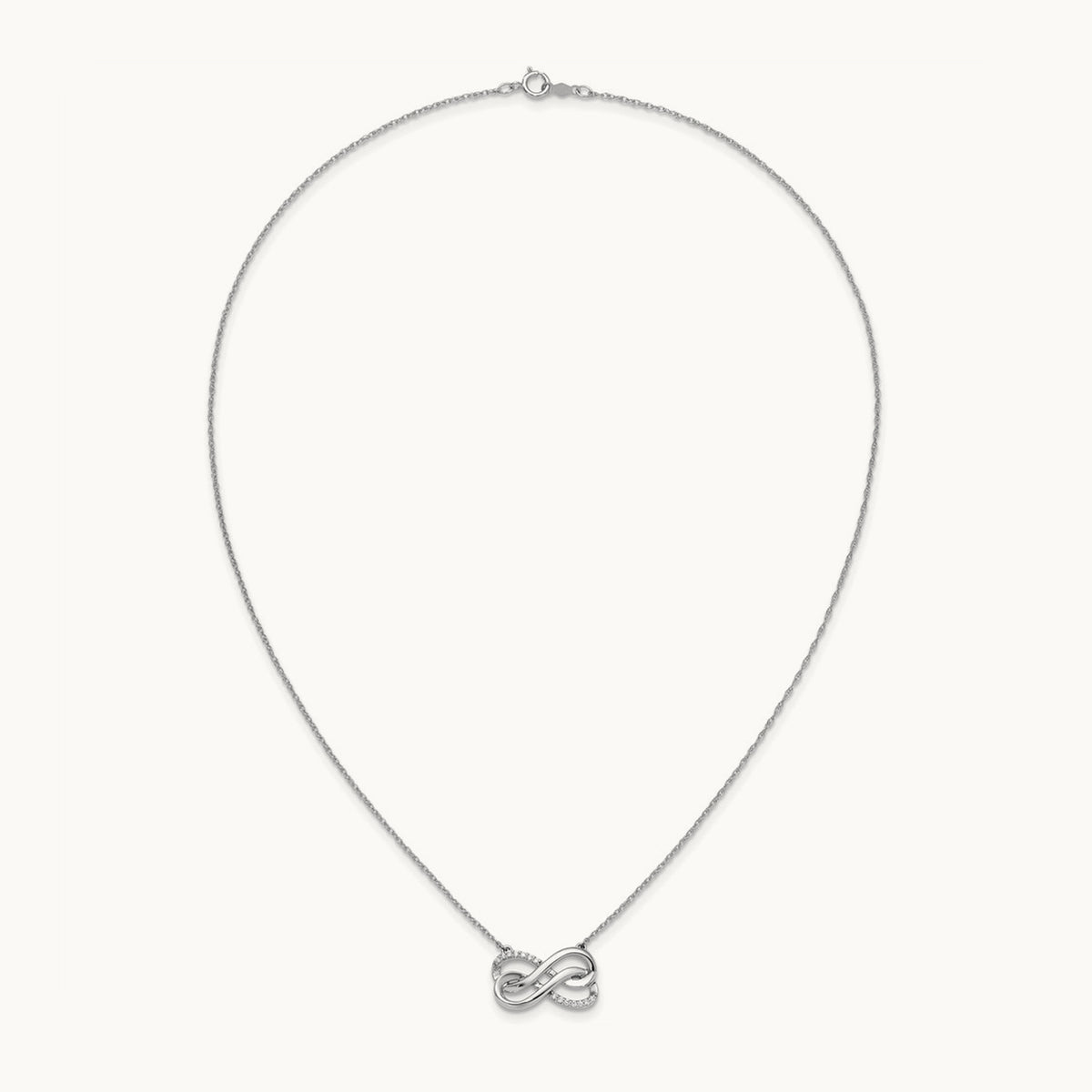 Diamond Double Infinity Symbol 18 inch Necklace, 14K White Gold