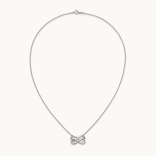 Diamond Double Infinity Symbol 18 inch Necklace, 14K White Gold
