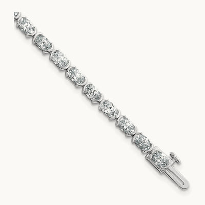 Oval Half Bezel-Set Bracelet, 6-11 7/8 ct Lab-Grown Diamond