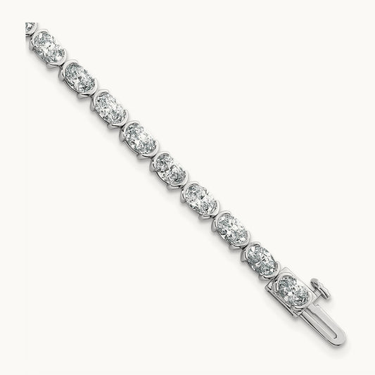 Oval Half Bezel-Set Bracelet, 6-11 7/8 ct Lab-Grown Diamond