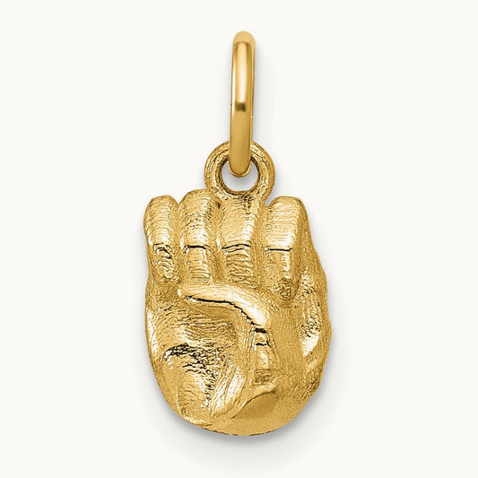 American Sign Language Alphabet Fingerspelling Sign E Pendant, 14K