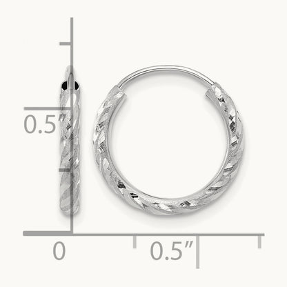 Polished and Satin Diamond-cut Endless Hoop Earrings — 14K Yellow Gold