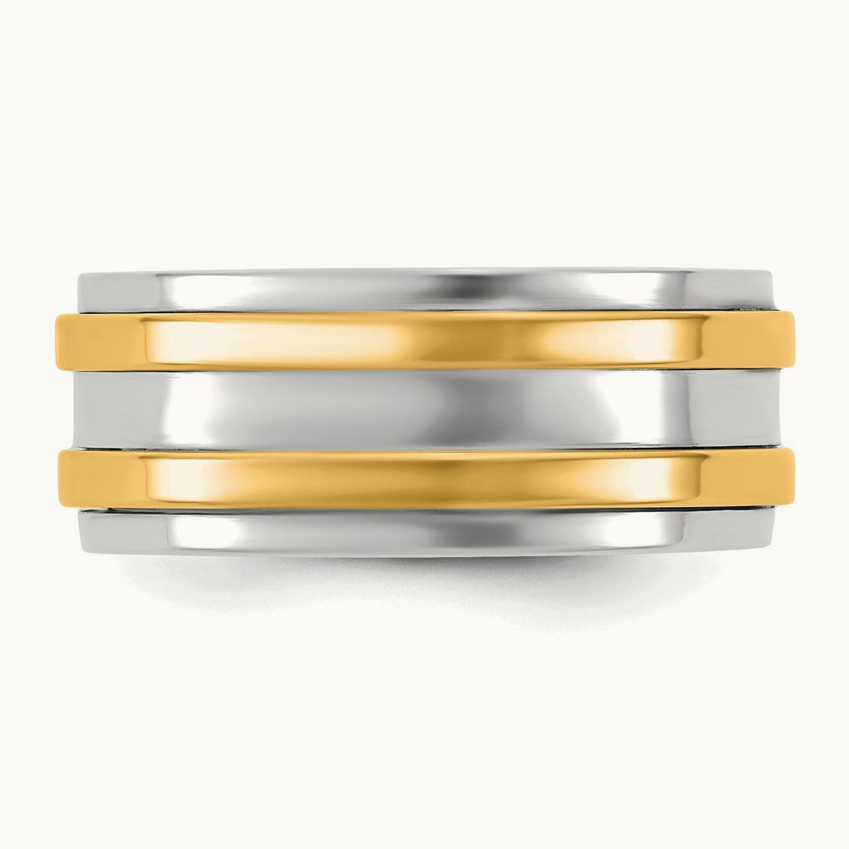 W/Y Double Banded Wedding Band, 8mm, 14K Two-tone