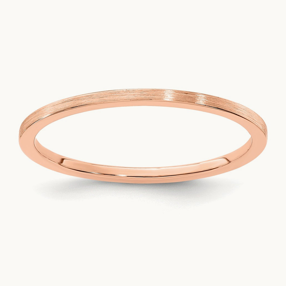 Flat Satin Stackable Band — 14K Rose Gold