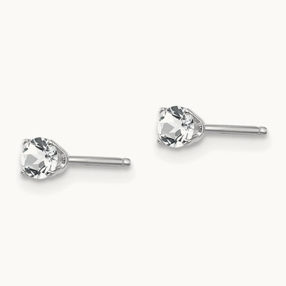 White Topaz Stud Earrings — 3mm