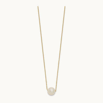 10- White Semi-Round Freshwater Cultured Pearl 17 in Cable Necklace, 11mm, 14K