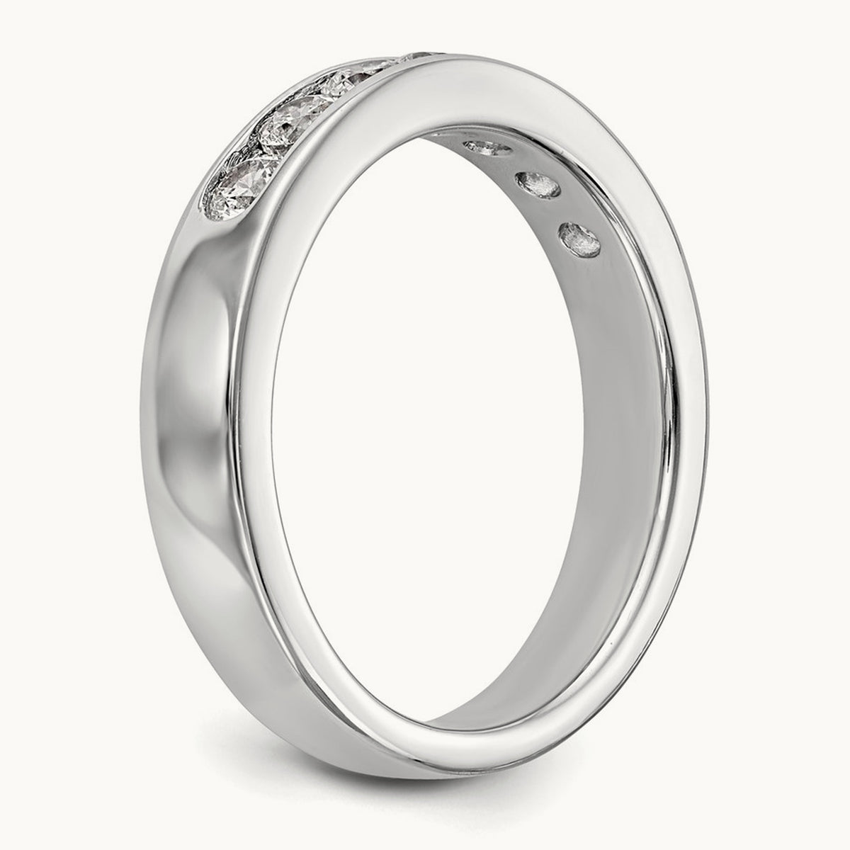 7-Stone Diamond Channel Band, 14K White Gold