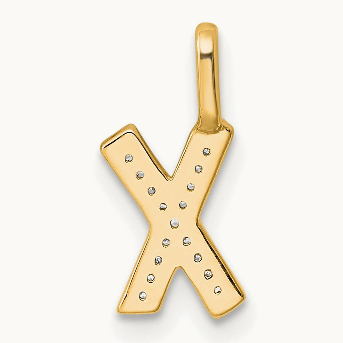Diamond Letter X Initial Pendant, 14K Gold