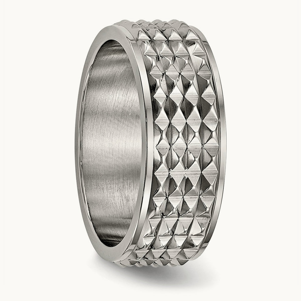 Polished Studded Band, 8mm, Titanium
