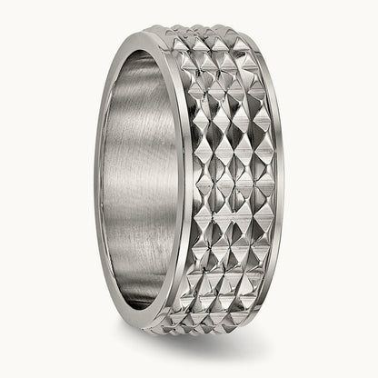 Polished Studded Band, 8mm, Titanium