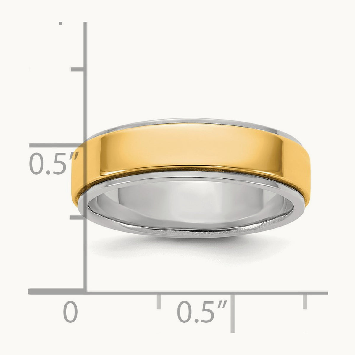 W/Y Step Edge Wedding Band, 6mm, 14K Two-tone