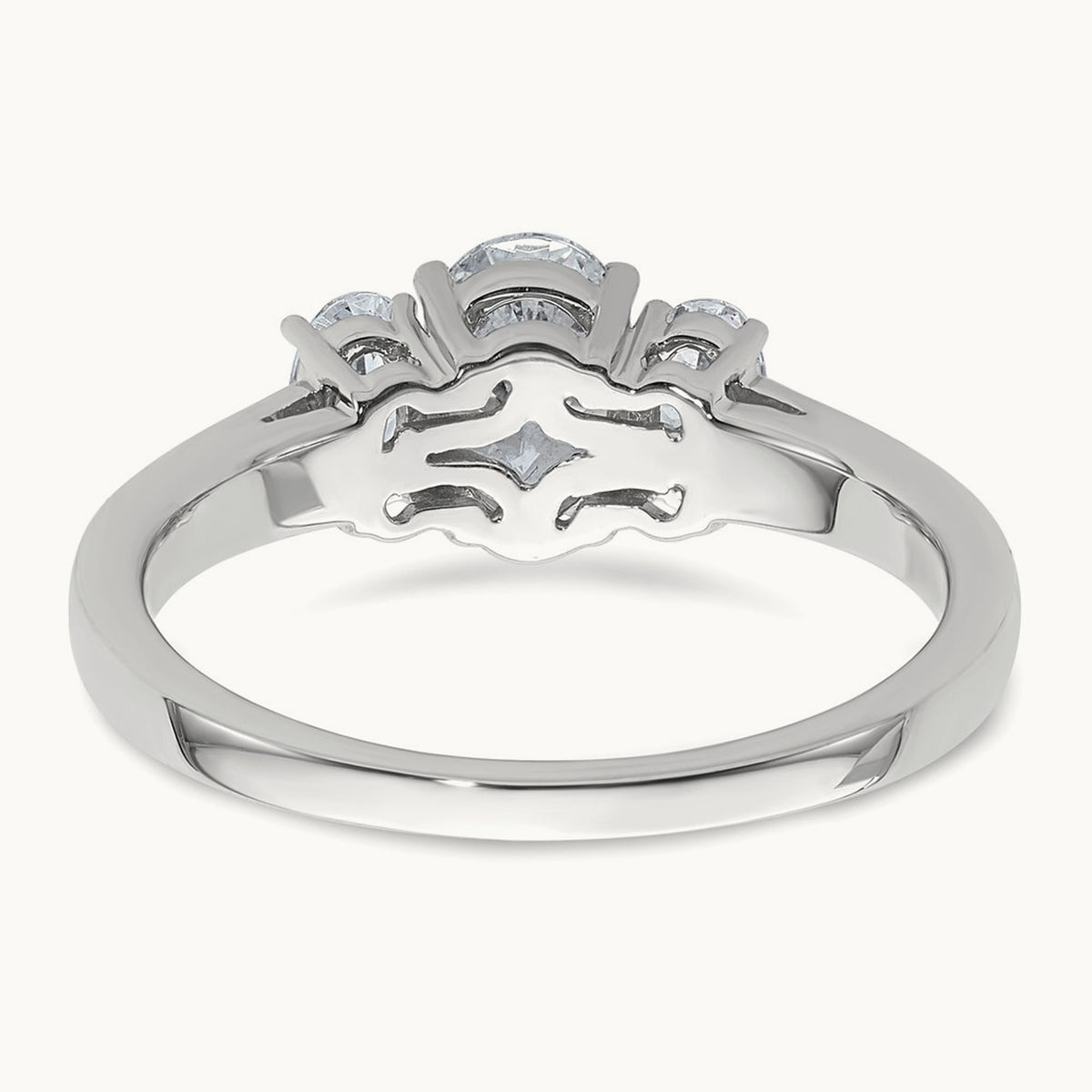 Oval 3 Stone Engagement Ring, 1.25-3.50 ct tw Lab-Grown Diamond — 1 1/3 ct, 14K White Gold