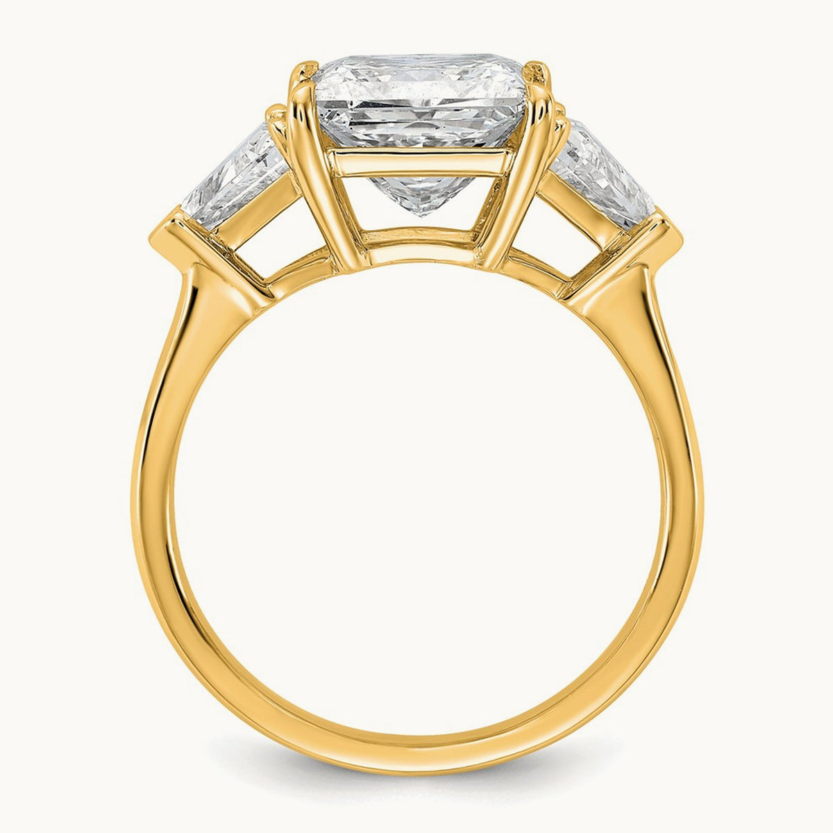 Princess/Trillion Engagement Ring, 1.50-4.00 ct tw Lab-Grown Diamond — 4 1/8 ct, 14K Yellow Gold