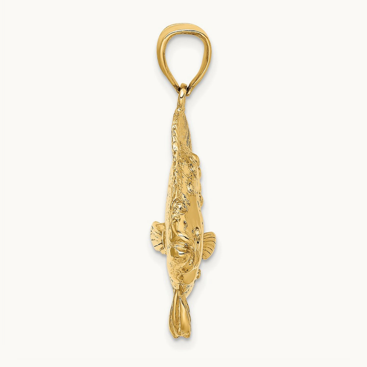 3-D Flounder Fish Charm, 14K