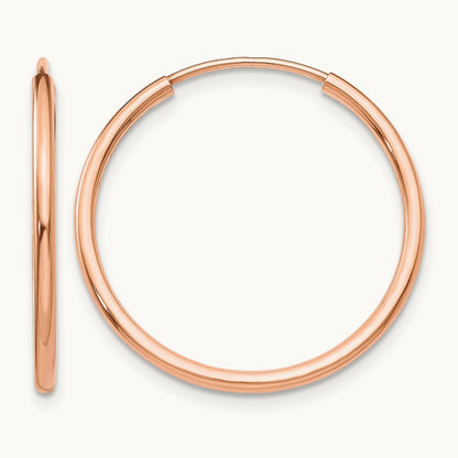 Polished Endless Tube Hoop Earrings, 1.50mm, 14K Rose Gold