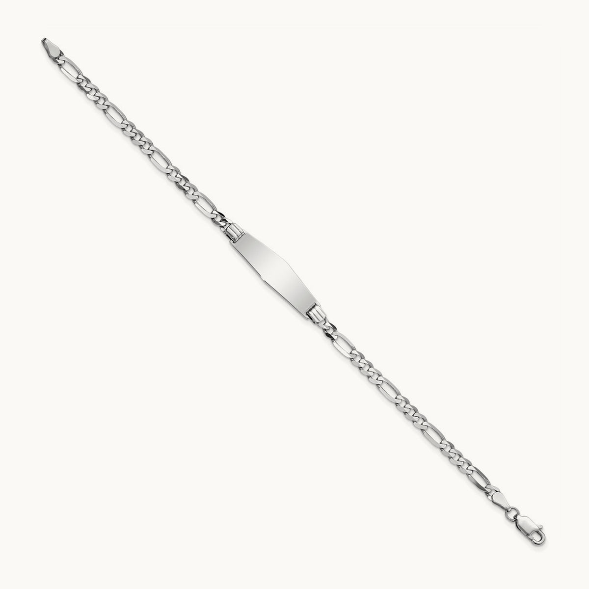 WG Soft Diamond Shape Figaro Link ID Bracelet, 14K