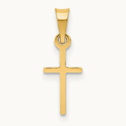 Polished Cross Charm, 14K