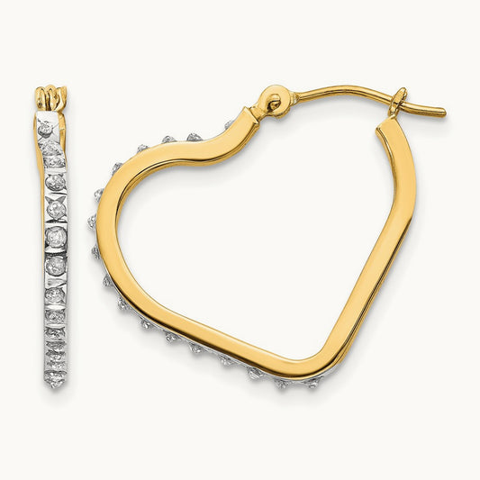 Diamond Fascination Diamond Dust/Accent Heart Hoops, 14K