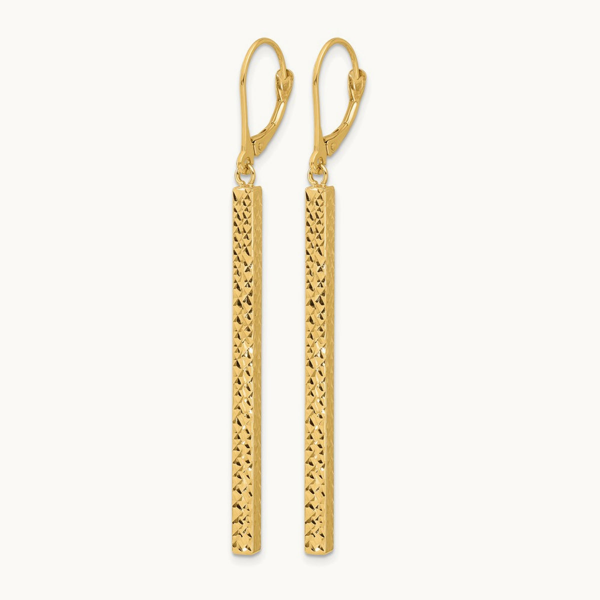 Polished and Diamond-cut Bar Dangle Leverback Earrings, 14K — Leslie's