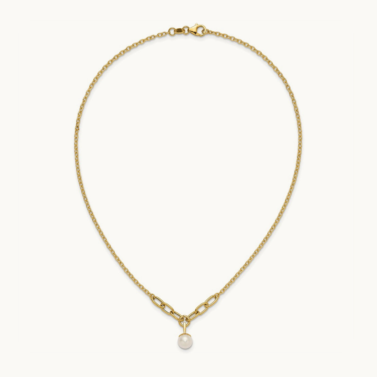 Polished Freshwater Cultured Pearl 16.75in Necklace, 14K
