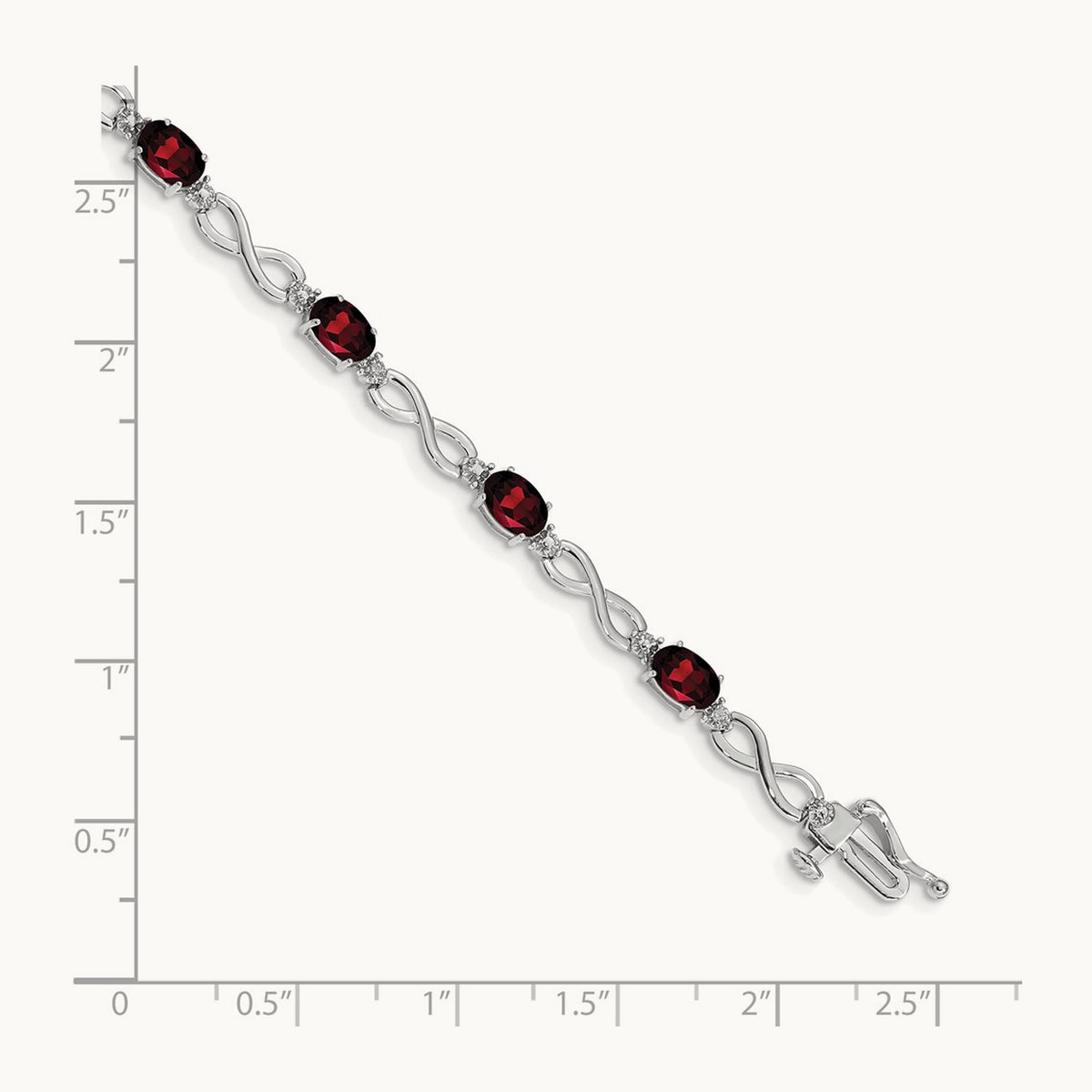 Garnet and Diamond Infinity Bracelet — 14K White Gold