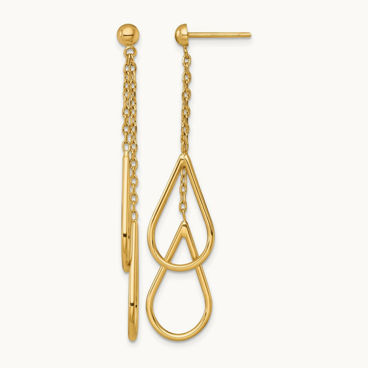 Polished Teardrops Dangle Earrings, 14K