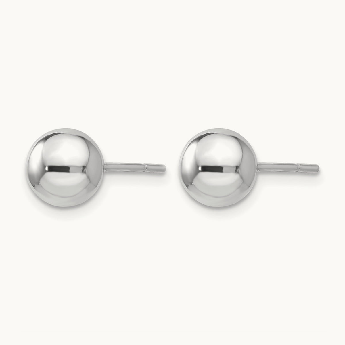 Rhodium-plated Polished Ball Post Earrings — 7mm