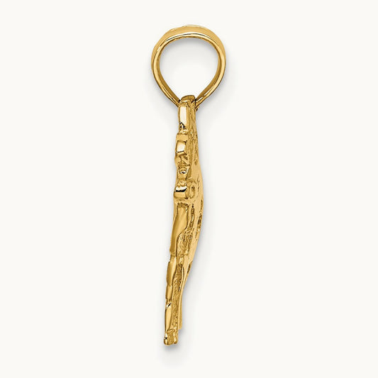 Polished Playful Cow Charm, 14K