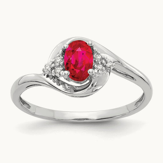 Ruby and Diamond Ring — 14K White Gold