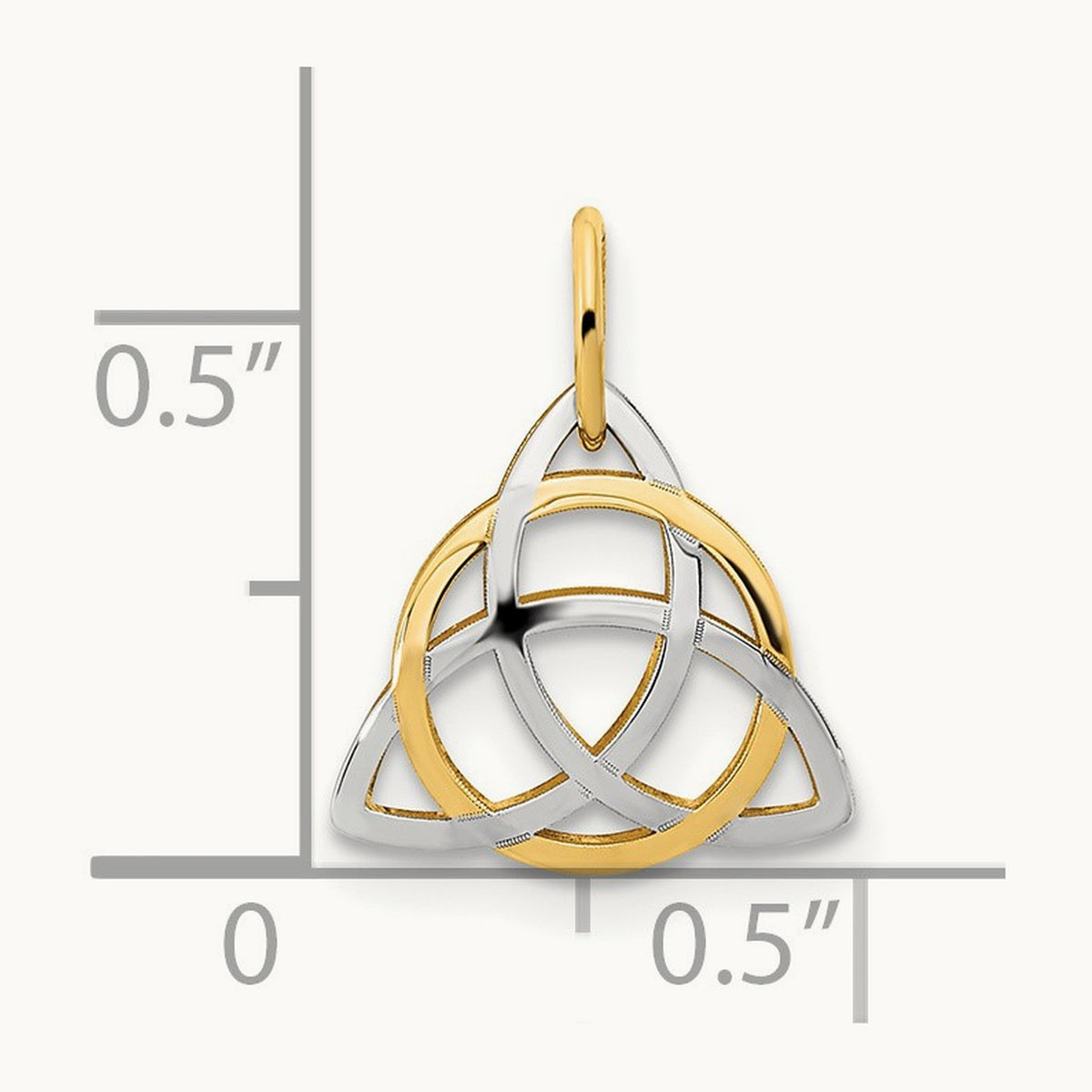 Polished Celtic Pendant, 14K Gold with White Rhodium
