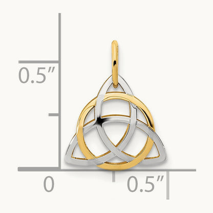 Polished Celtic Pendant, 14K Gold with White Rhodium