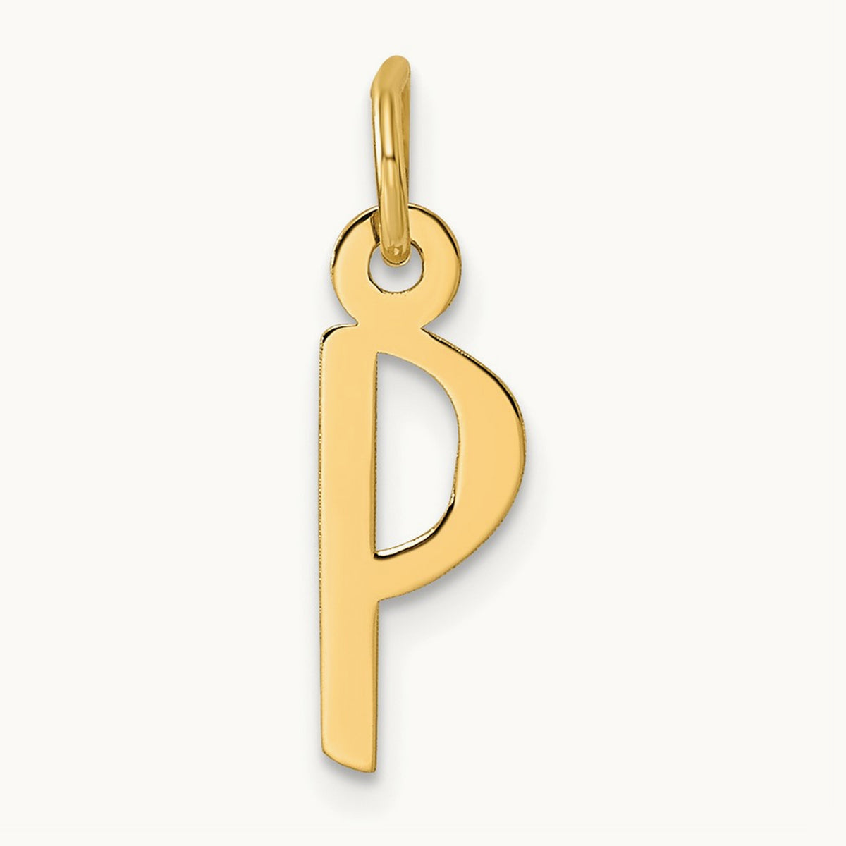 Slanted Block Initial Charm — 14K Yellow Gold, P