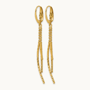 Polished and Dia-cut 3-strand Bar leverback Earrings, 14K — Leslie's