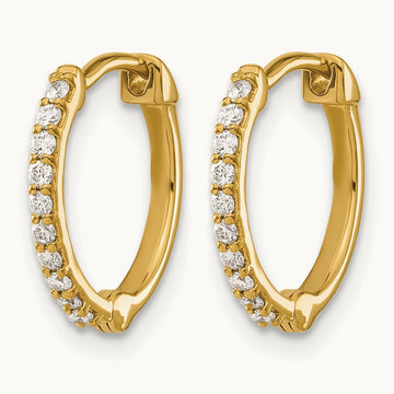 Diamond Hinged Hoop Earrings — 14K Yellow Gold