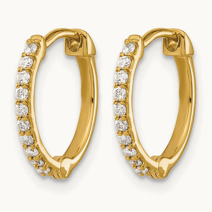 Diamond Hinged Hoop Earrings — 14K Yellow Gold