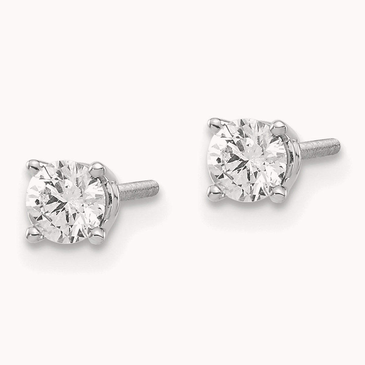 Round Diamond Stud Earrings — 14K White Gold, 0.44 ct tw