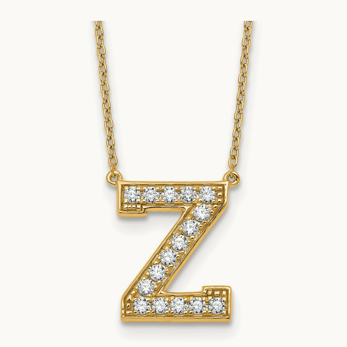 Initial Necklace — 14K Yellow Gold, Z, 3/8 ct