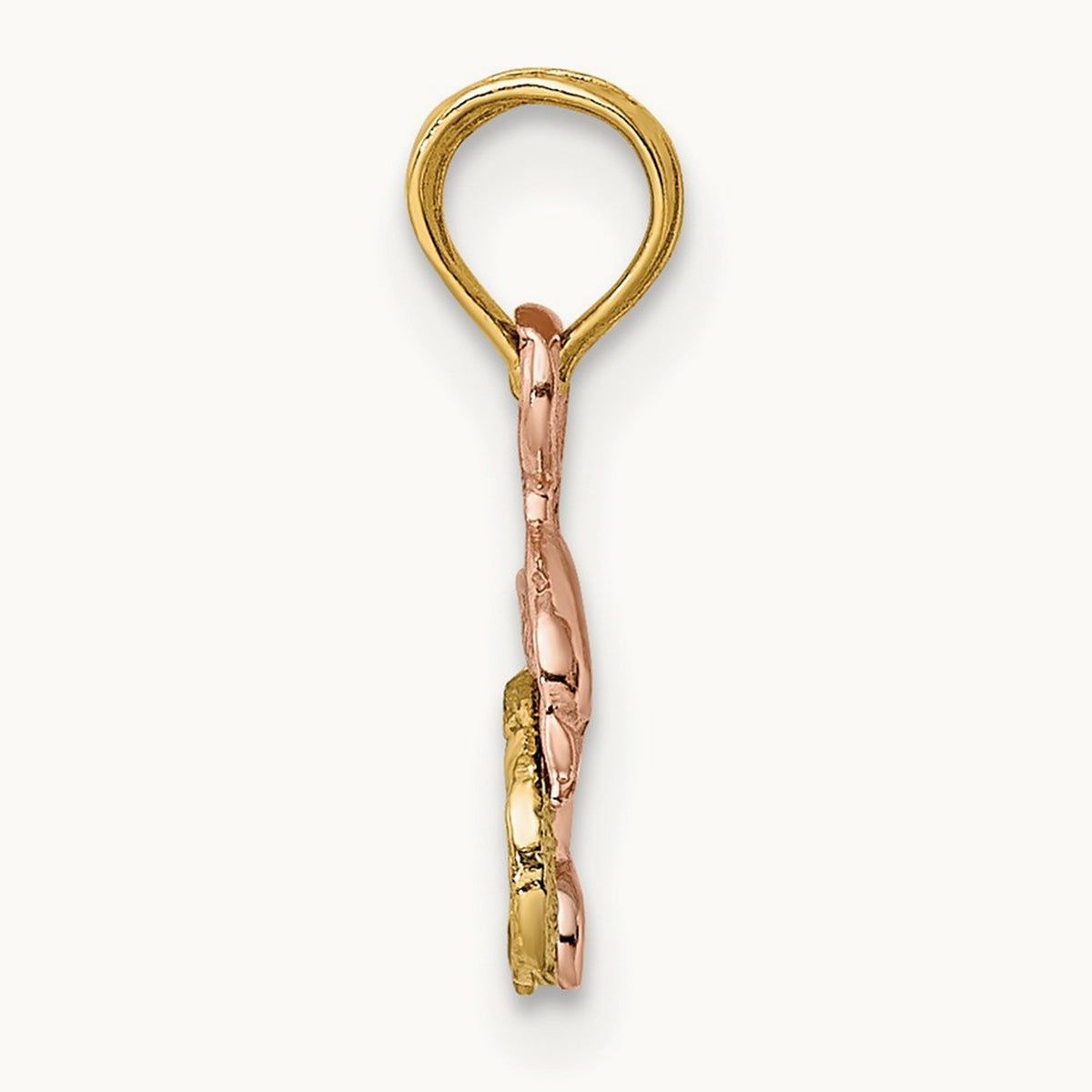 W/White Rhodium Dolphin and Wave Charm, 14K Two-tone